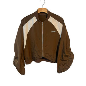 Dazy Jacket Womens Small Brown Cream Cropped Full Zip